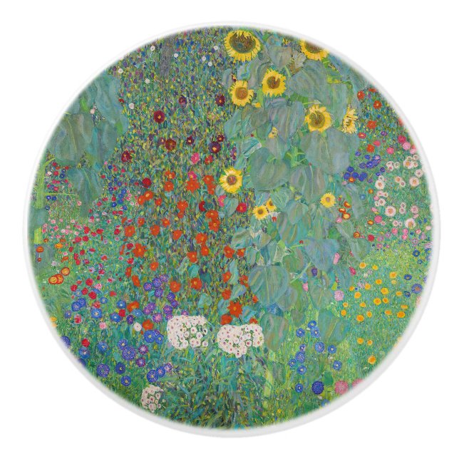 Gustav Klimt - Country Garden with Sunflowers Ceramic Knob (Front)