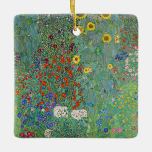 Gustav Klimt - Country Garden with Sunflowers Ceramic Ornament