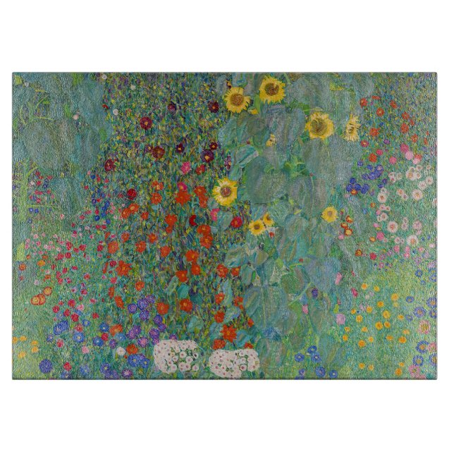 Gustav Klimt - Country Garden with Sunflowers Cutting Board (Front)