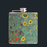 Gustav Klimt - Country Garden with Sunflowers Hip Flask<br><div class="desc">Country Garden with Sunflowers / Farm Garden with Sunflowers - Gustav Klimt in 1905-1906</div>