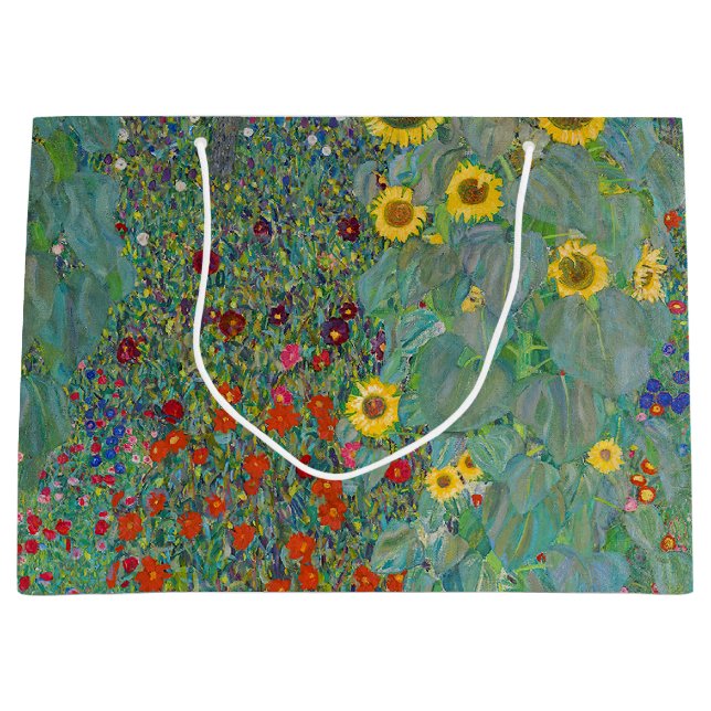 Gustav Klimt - Country Garden with Sunflowers Large Gift Bag (Front)