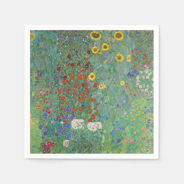 Gustav Klimt - Country Garden with Sunflowers Napkin (Front)