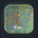 Gustav Klimt - Country Garden with Sunflowers Paper Plate<br><div class="desc">Country Garden with Sunflowers / Farm Garden with Sunflowers - Gustav Klimt in 1905-1906</div>