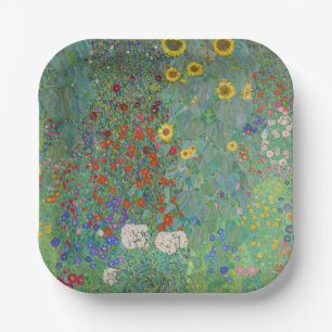 Gustav Klimt - Country Garden with Sunflowers Paper Plate