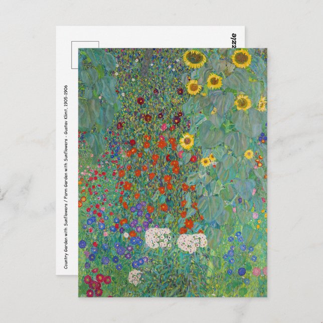 Gustav Klimt - Country Garden with Sunflowers Postcard (Front/Back)