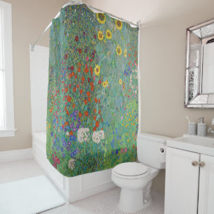 Gustav Klimt - Country Garden with Sunflowers Shower Curtain