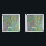Gustav Klimt - Country Garden with Sunflowers Silver Finish Cufflinks<br><div class="desc">Country Garden with Sunflowers / Farm Garden with Sunflowers - Gustav Klimt in 1905-1906</div>