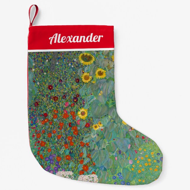 Gustav Klimt - Country Garden with Sunflowers Small Christmas Stocking (Front)