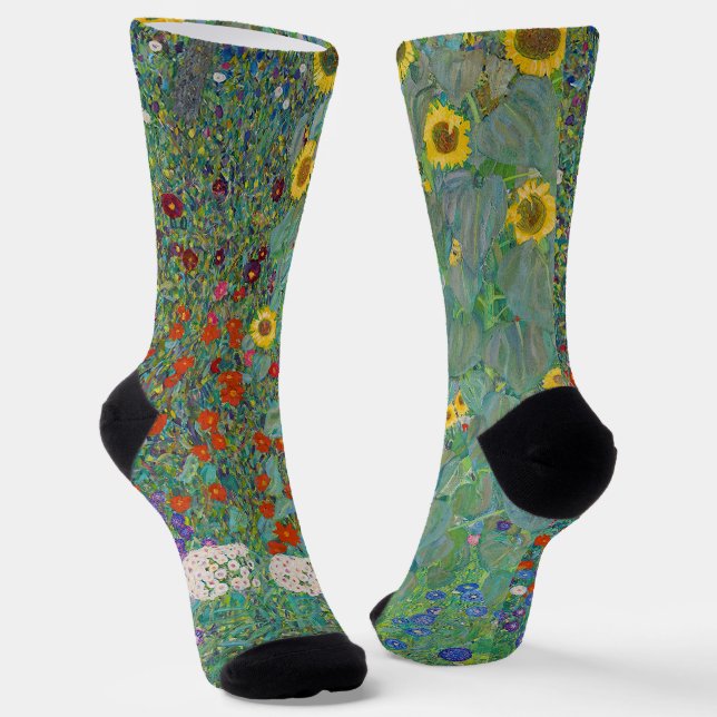 Gustav Klimt - Country Garden with Sunflowers Socks (Angled)