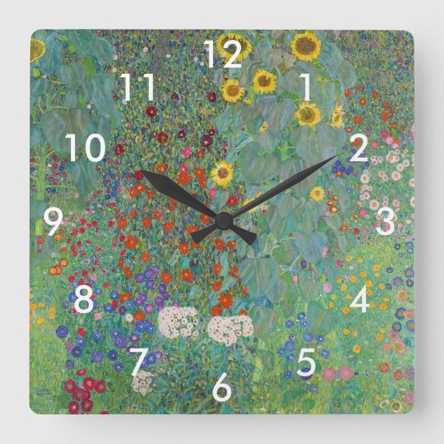 Gustav Klimt - Country Garden with Sunflowers Square Wall Clock (Front)