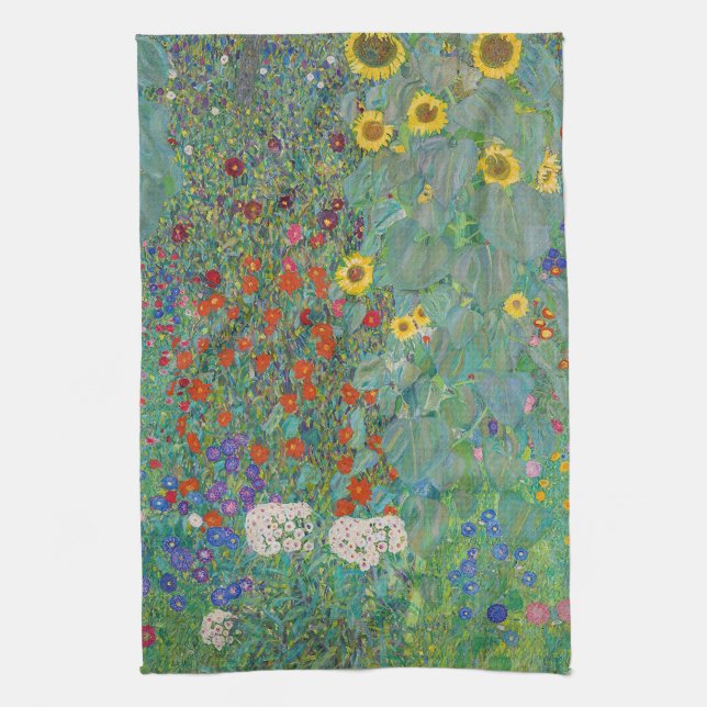 Gustav Klimt - Country Garden with Sunflowers Tea Towel (Vertical)