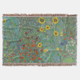 Gustav Klimt - Country Garden with Sunflowers Throw Blanket