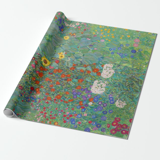 Gustav Klimt - Country Garden with Sunflowers Wrapping Paper (Unrolled)