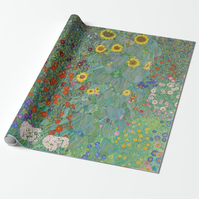 Gustav Klimt - Country Garden with Sunflowers Wrapping Paper (Unrolled)