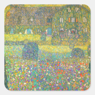 Gustav Klimt Country House by the Attersee Square Sticker