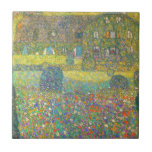 Gustav Klimt Country House by the Attersee Tile<br><div class="desc">Gustav Klimt Country House by the Attersee Tile. Oil on canvas from 1914. Gustav Klimt is one of the great art nouveau painters. Country House by the Attersee is one of Klimt’s lovely landscape and house paintings. The work features a lovely garden with rich and colourful flowers. A great art...</div>