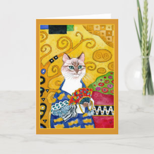 Gustav Klimt cute cat spoof greeting card