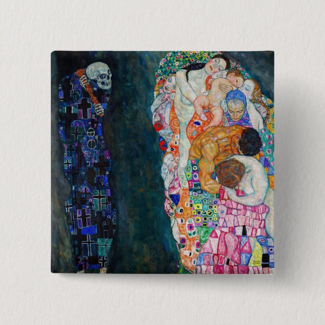 Gustav Klimt - Death and Life 15 Cm Square Badge (Front)