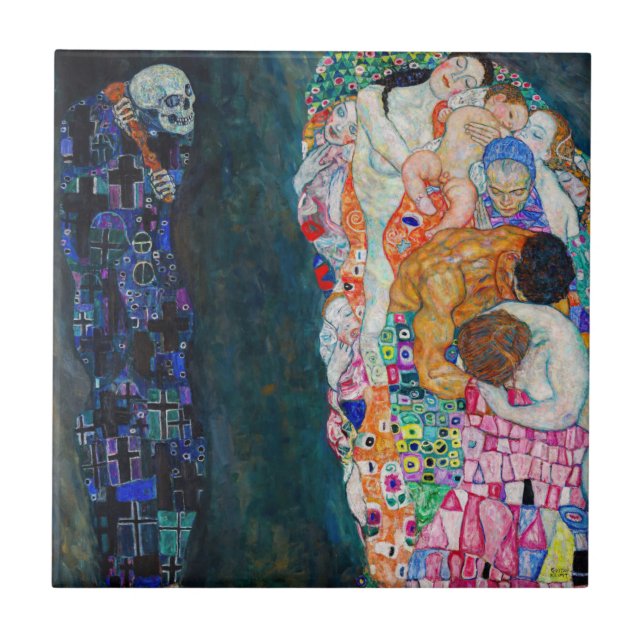 Gustav Klimt - Death and Life Ceramic Tile (Front)