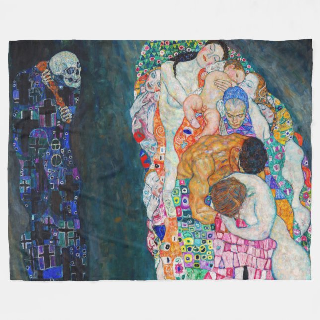 Gustav Klimt - Death and Life Fleece Blanket (Front (Horizontal))