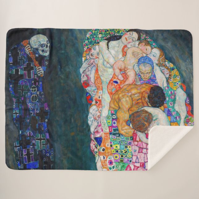 Gustav Klimt - Death and Life Sherpa Blanket (Front (Horizontal))