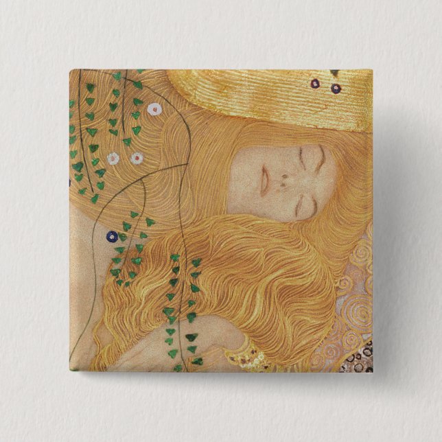 Gustav Klimt | Detail of Water Serpents I 15 Cm Square Badge (Front)
