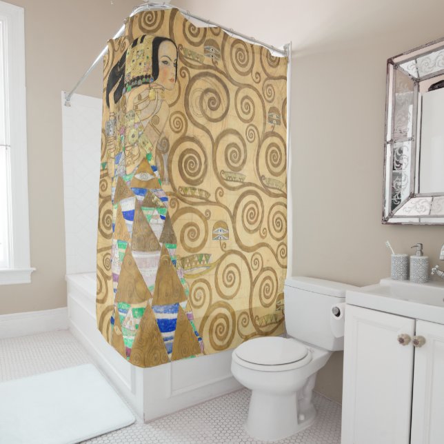 Gustav Klimt - Expectation, Stoclet Frieze Shower Curtain (In Situ)