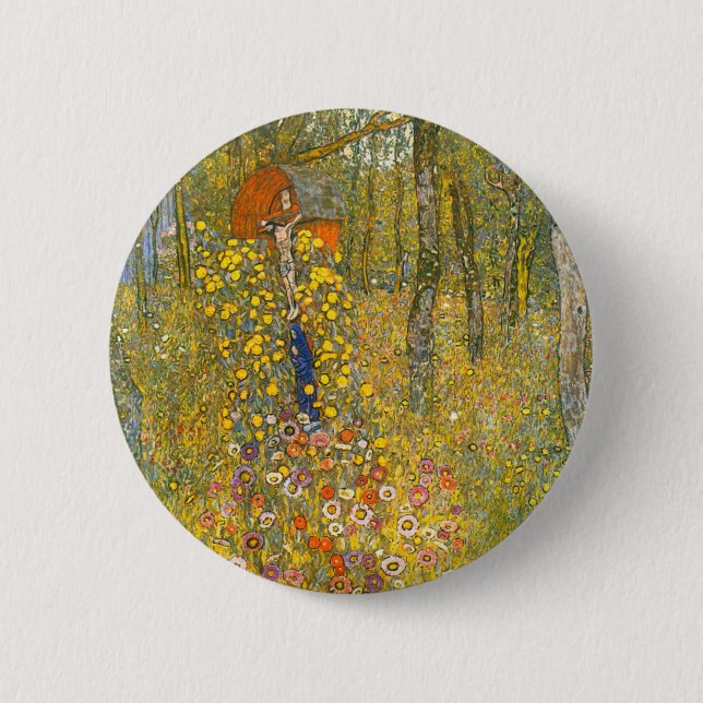 Gustav Klimt Farm Garden with Crucifix 6 Cm Round Badge (Front)