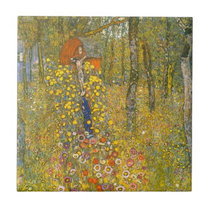 Gustav Klimt Farm Garden with Crucifix Ceramic Tile