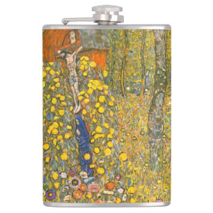 Gustav Klimt Farm Garden with Crucifix Hip Flask