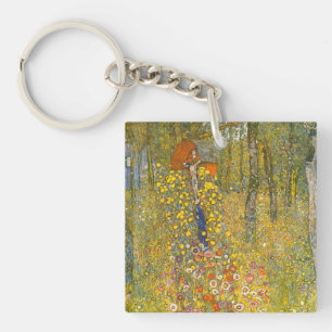 Gustav Klimt Farm Garden with Crucifix Key Ring