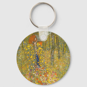 Gustav Klimt Farm Garden with Crucifix Key Ring