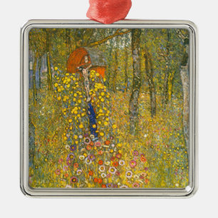 Gustav Klimt Farm Garden with Crucifix Metal Ornament
