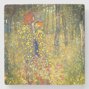 Gustav Klimt Farm Garden with Crucifix Stone Coaster