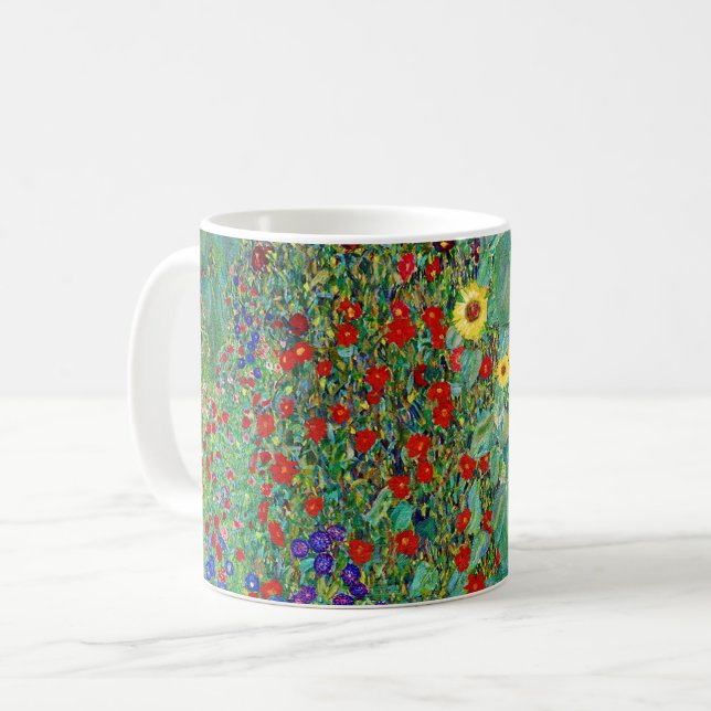 Gustav Klimt Farm Garden With Sunflowers Painting Coffee Mug (Front Left)