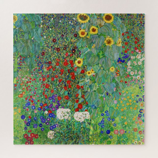 Gustav Klimt Farm Garden With Sunflowers Painting Jigsaw Puzzle (Horizontal)