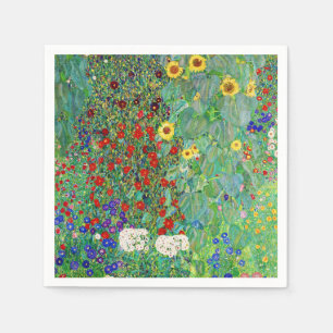 Gustav Klimt Farm Garden With Sunflowers Painting Napkin