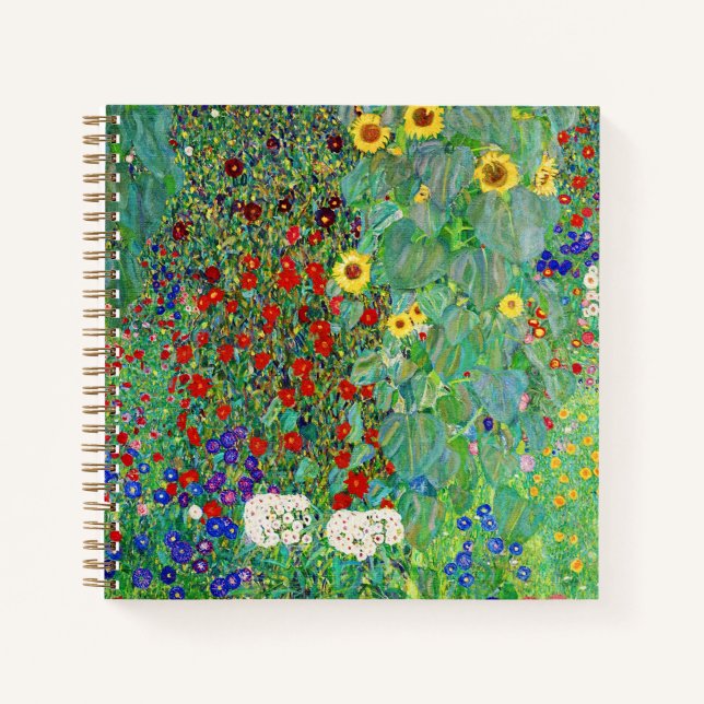 Gustav Klimt Farm Garden With Sunflowers Painting Notebook (Front)