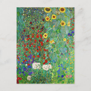 Gustav Klimt Farm Garden With Sunflowers Painting Postcard