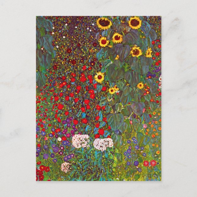 Gustav Klimt Farm Garden with Sunflowers Postcard (Front)