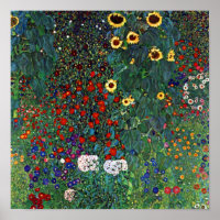 Gustav Klimt Farm Garden with Sunflowers