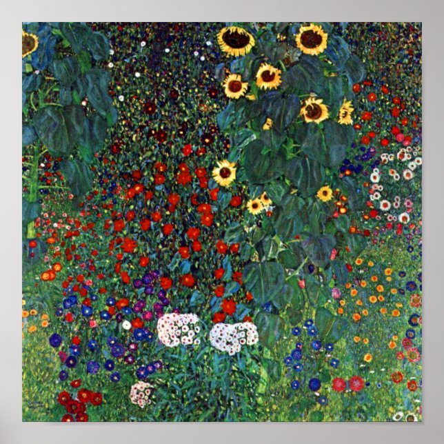 Gustav Klimt Farm Garden with Sunflowers Poster (Front)