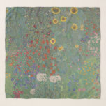 Gustav Klimt, Farm Garden with Sunflowers Scarf<br><div class="desc">Scarf with the Gustav Klimt art painting called "Farm Garden with Sunflowers". "Farm Garden with Sunflowers" painting is a painting with yellow sunflowers,  red roses,  and white and blue flowers on a green background. Customisable.</div>