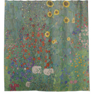 Gustav Klimt, Farm Garden with Sunflowers Shower Curtain