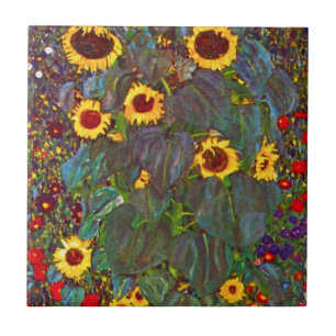 Gustav Klimt Farm Garden with Sunflowers Tile