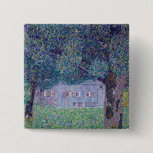 Gustav Klimt - Farmhouse in Upper Austria 15 Cm Square Badge