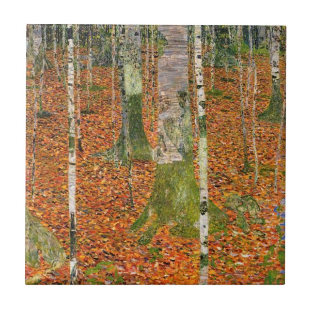 Gustav Klimt - Farmhouse With Birch Trees Ceramic Tile (Front)