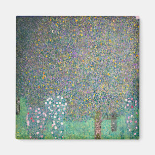 Gustav Klimt fine art - Rosebushes under the Trees Magnet