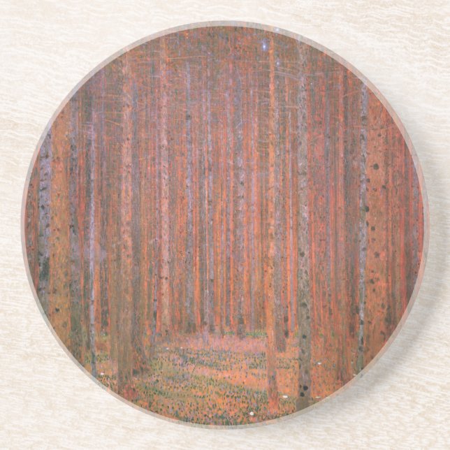 Gustav Klimt Fir Forest Tannenwald Red Trees Coaster (Front)