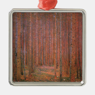 Gustav Klimt Fir Forest Tannenwald Red Trees Metal Ornament